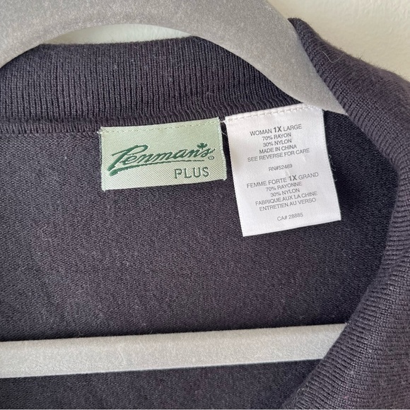 Penman’s Plus Black Button-Up Cardigan Shirt | Contrast Trim | 1X Women’s Top - Picture 3 of 9